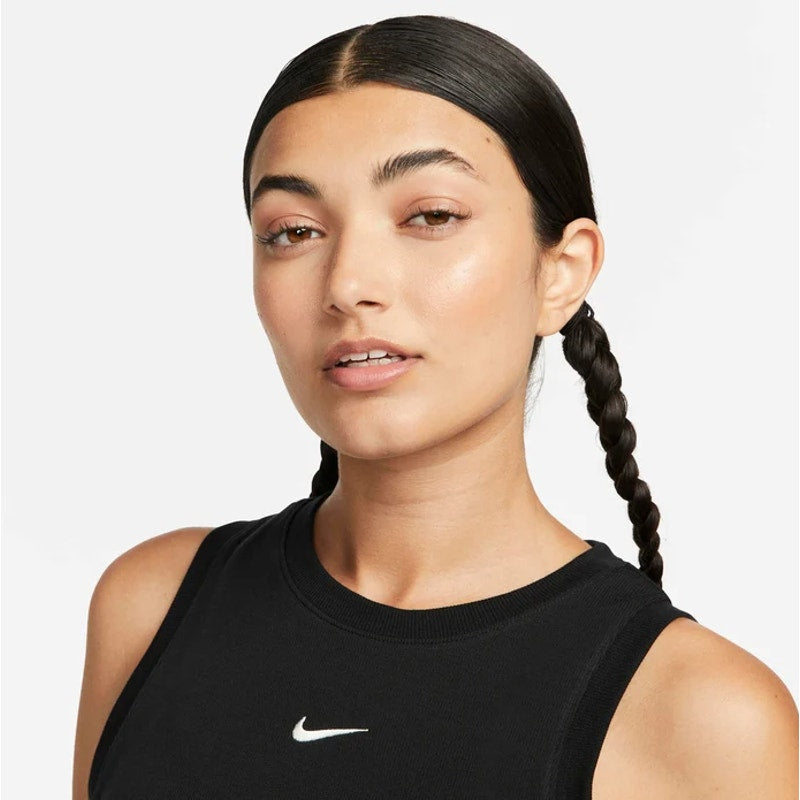 NIKE Sportswear Chill Knit Tight Cropped Mini-Rib Tank Top XS Black NWT