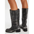 Free People Womens Dana Knee High Boots US 8 Black Distressed Leather NIB