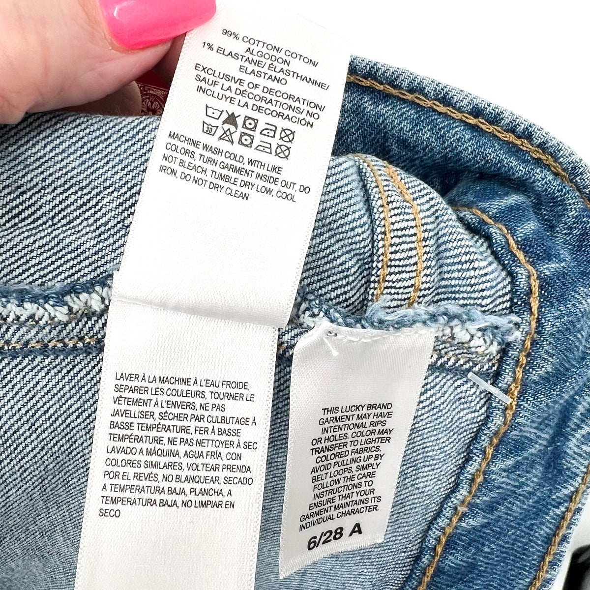 LUCKY BRAND Women's Patched Boy Jeans Size 6 28A Blue Button-Fly Mid-Rise NWT