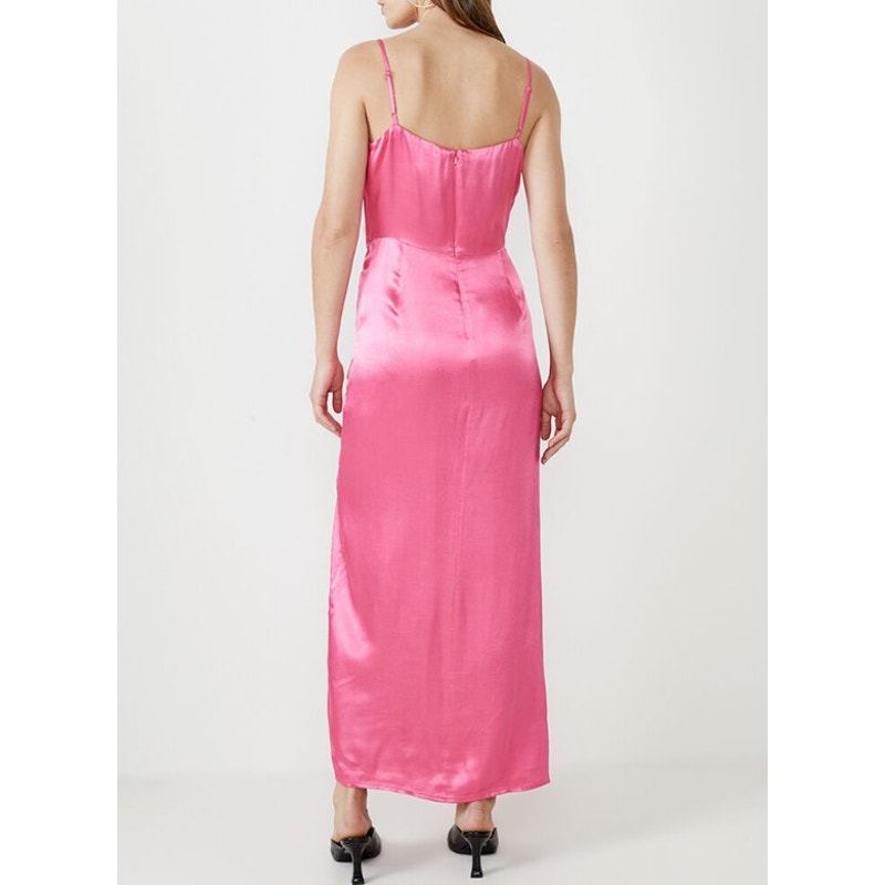 BARDOT Women's Zadie Midi Dress XS US 4 Raspberry Pink Satin Ruched NWT