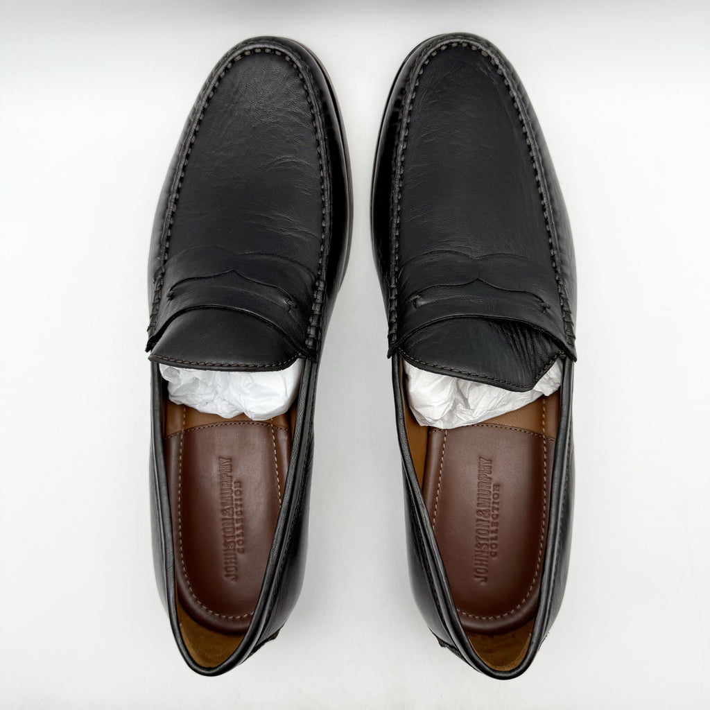 Johnston & Murphy Mens Baldwin Penny Loafers Size 13 M Black Leather NIB