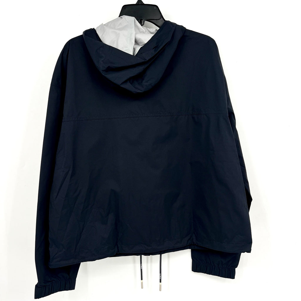 L.L. BEAN Women's Wharf Street Rain Jacket Large Reg Midnight Black Hooded NWT