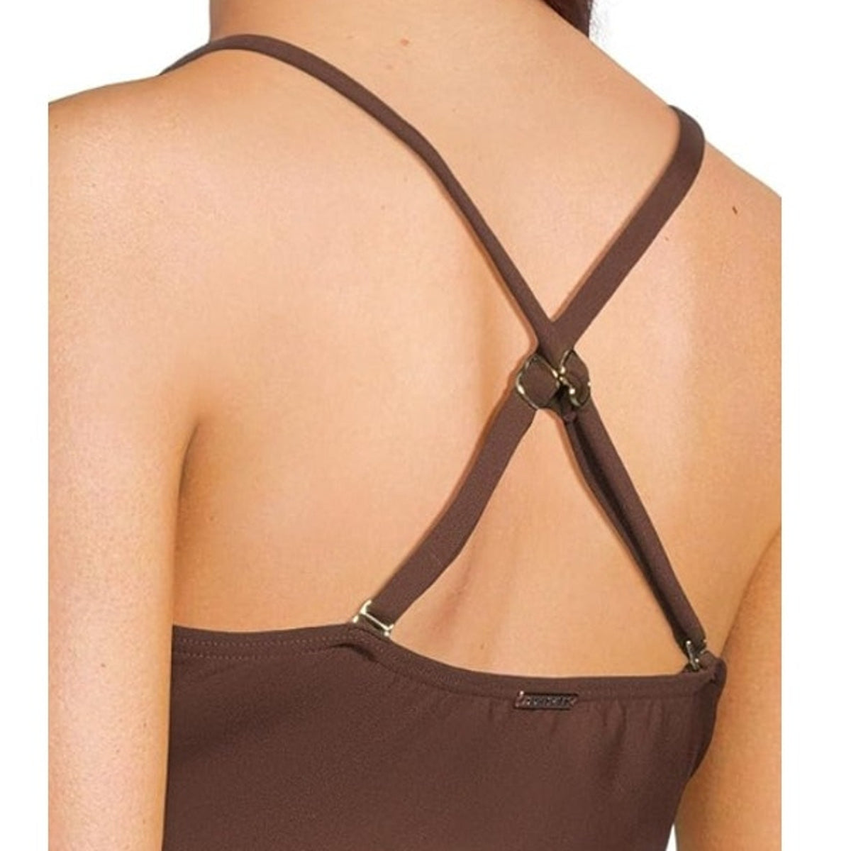 SUNSETS Women's Simone Tankini Top Small Tiki Brown Cross-Over Front Swim NWT