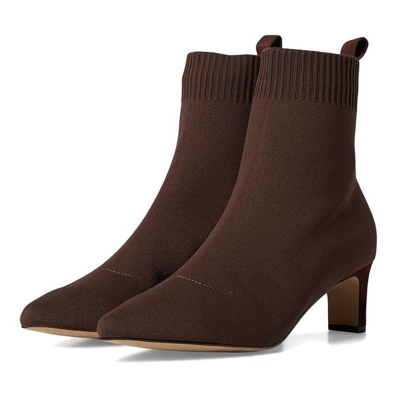 Andre Assous Womens Winter Ankle Boots Size 11 EU 43 Brown Knit NIB