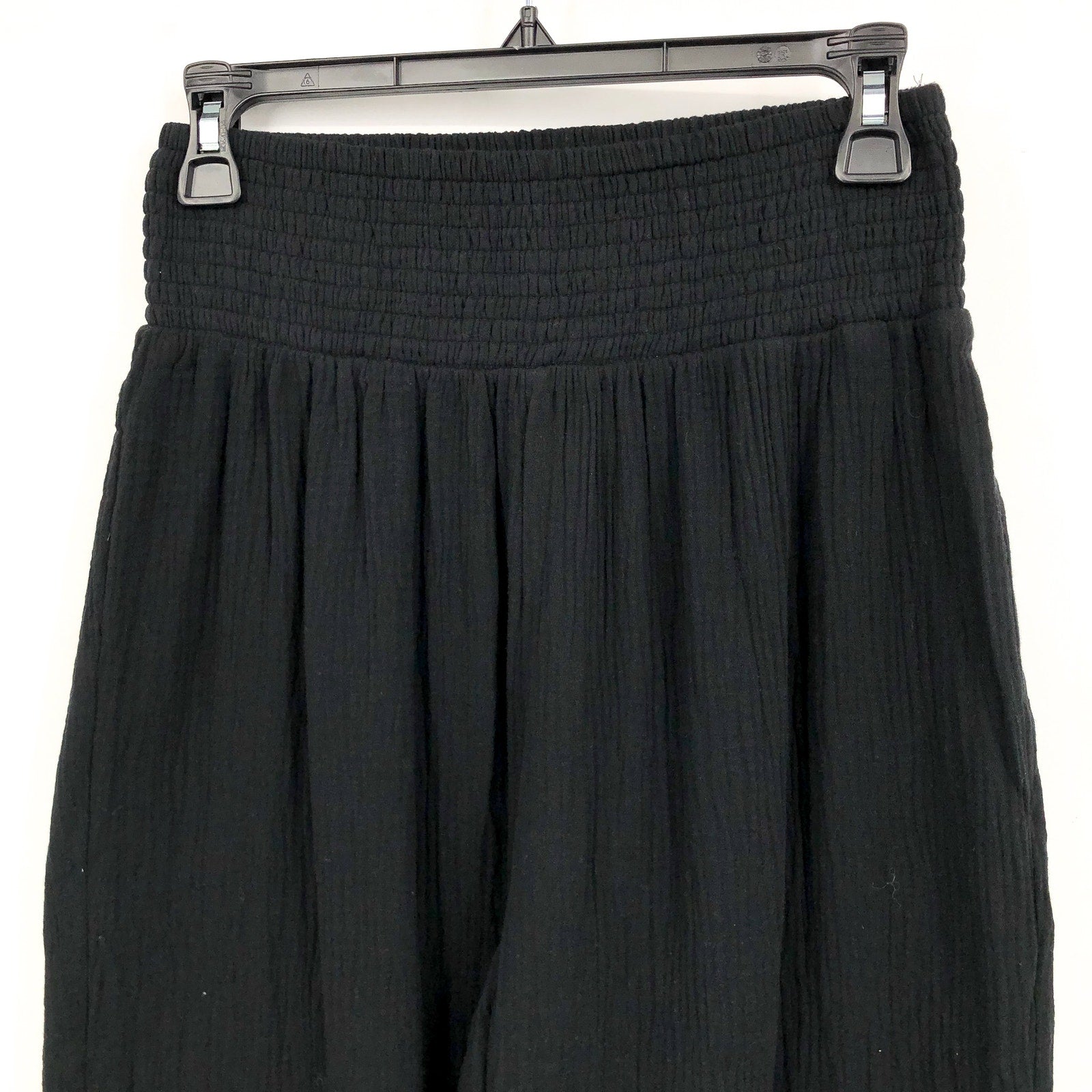 SEAFOLLY Womens Double Cloth Shirring Pants XS Black Pull-On Cover Up Casual NWT