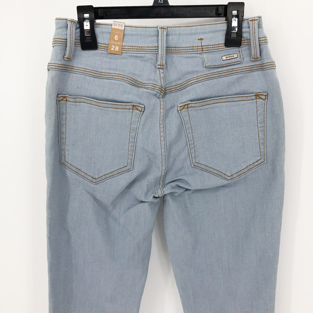 PRANA Women's Soma Skinny Jeans 28x29 US 6 Blue Light Wash High Rise Stretch NWT