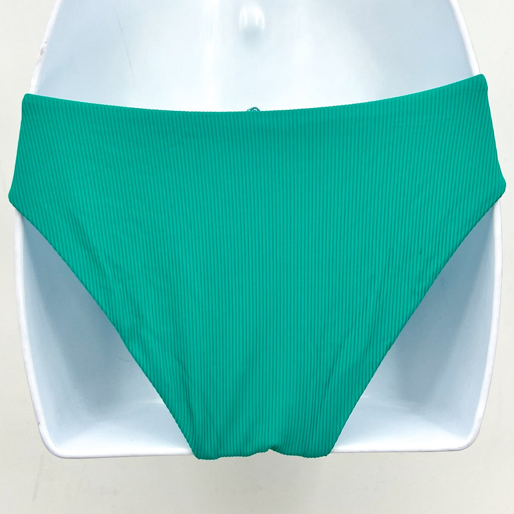 BECCA Women's Modern Edge Buckle Hipster Bikini Bottoms Small Green Peacock NWOT
