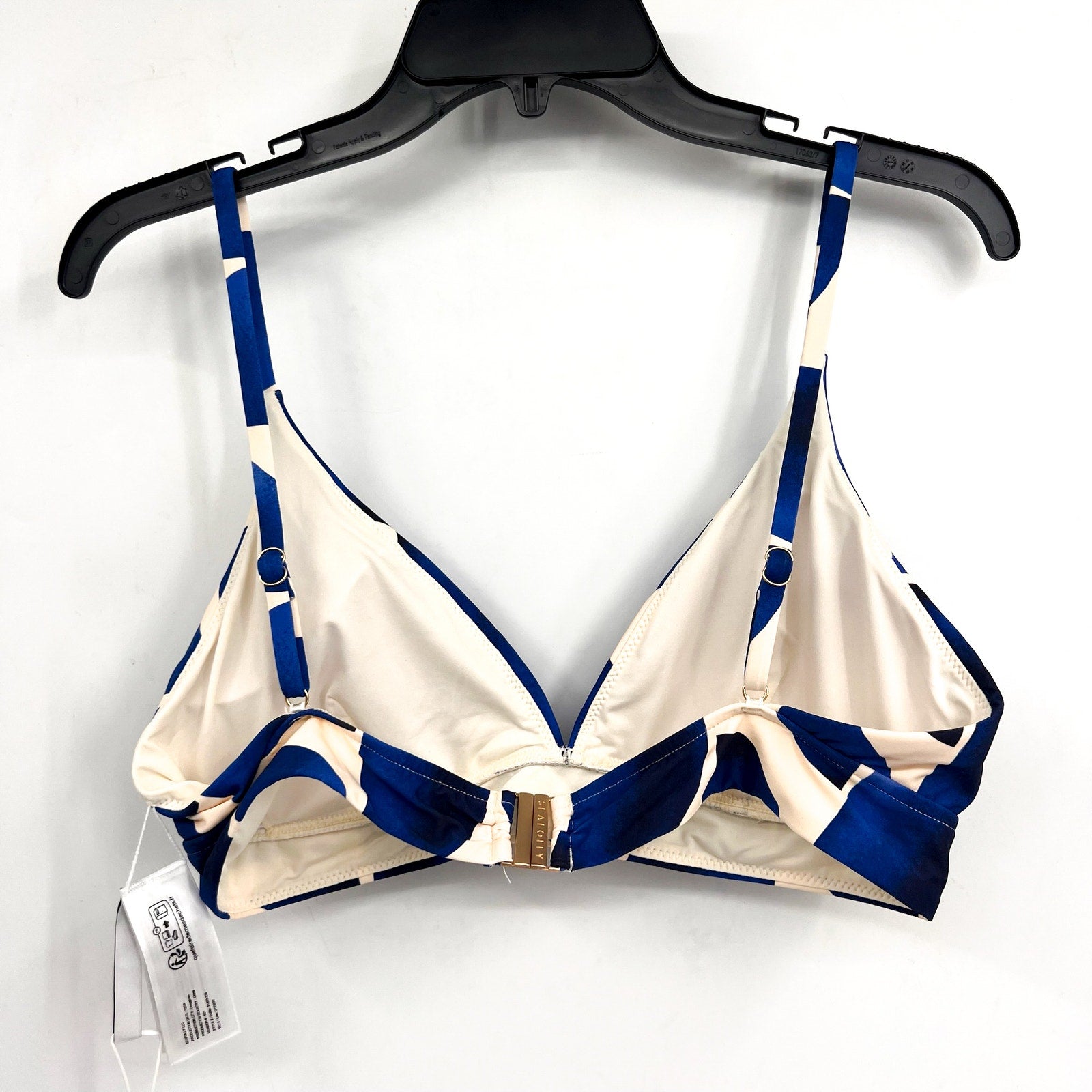 SEAFOLLY Women's Sunray Banded Bralette Bikini Top Size 12 Blue Geometric NWT