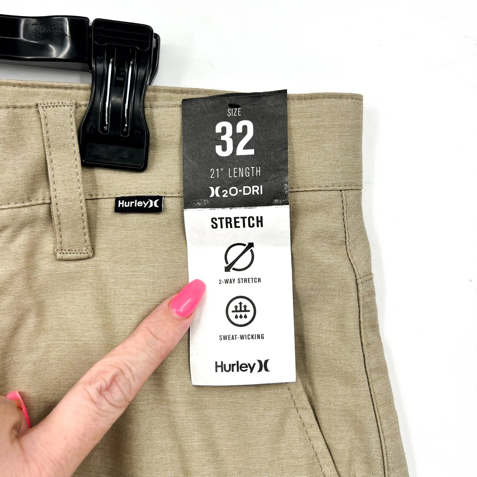 HURLEY Men's H2O-Dri Breathe 21" Walk Shorts Size 32 Light Khaki 9" Inseam NWT