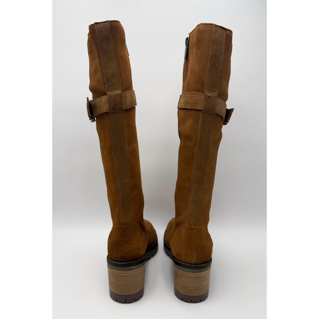 Vintage Foundry Womens Naomi Lace Up Knee High Boots Size 7 EU 37 Tan Suede NWOB