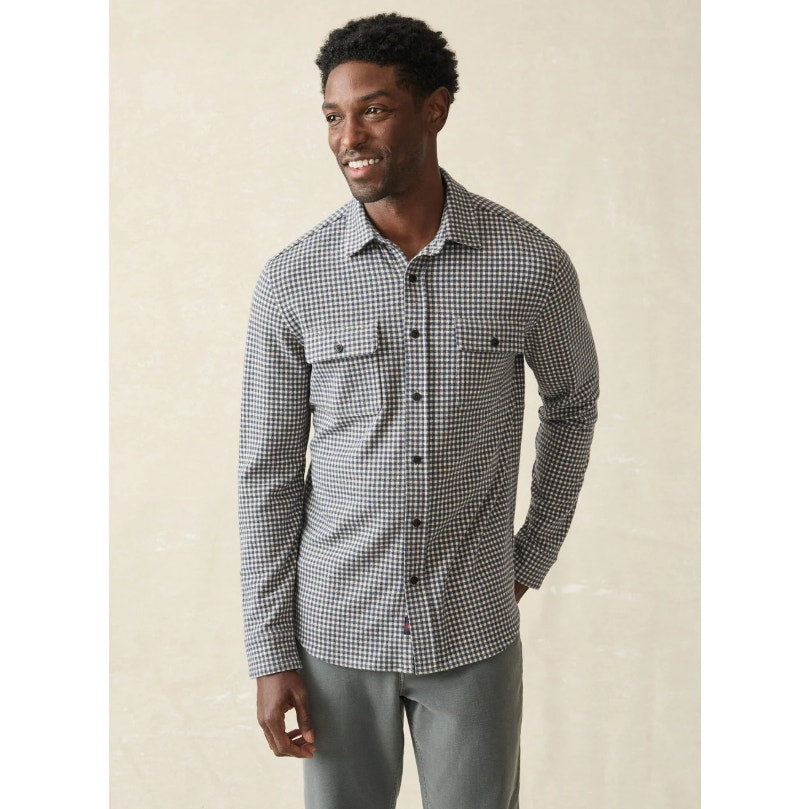 FAHERTY Men's Legend Sweater Shirt XS Black White Encinitas Gingham Check NWT