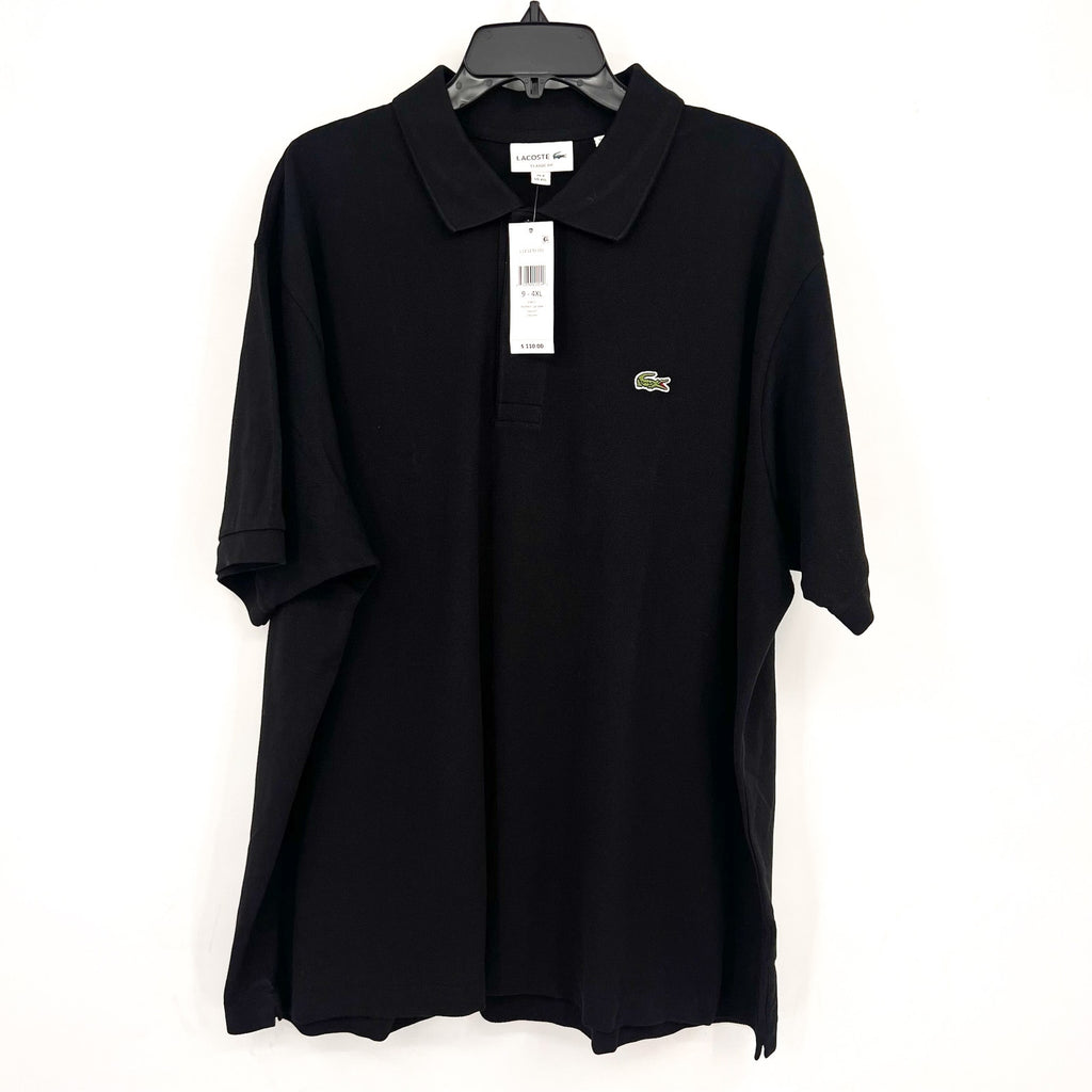 LACOSTE Men's Classic Fit Pique Polo Shirt Size 9 4XL Black Organic Cotton NWT