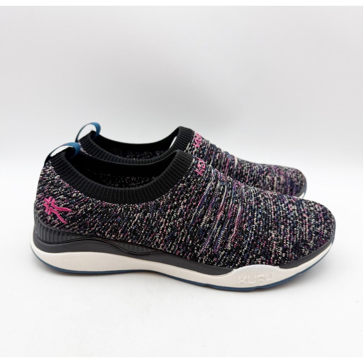 Kuru Womens Stride Casual Sneakers Size 9 Jet Black Confetti Knit Slip On NWOB