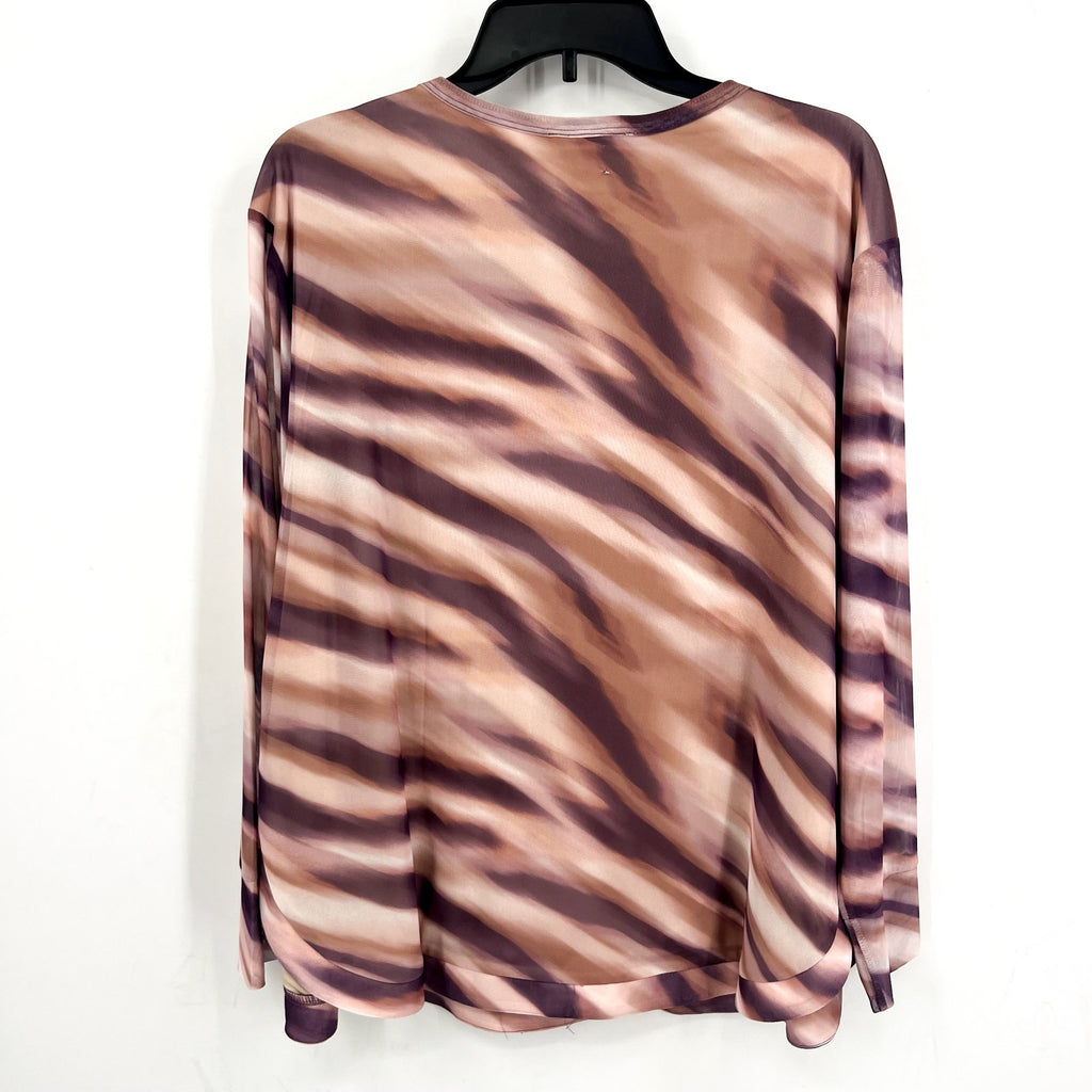 LES SEREIN- STITCHFIX-  Womens Print Blouse Size 2X Purple Pink Long Sleeve NWT