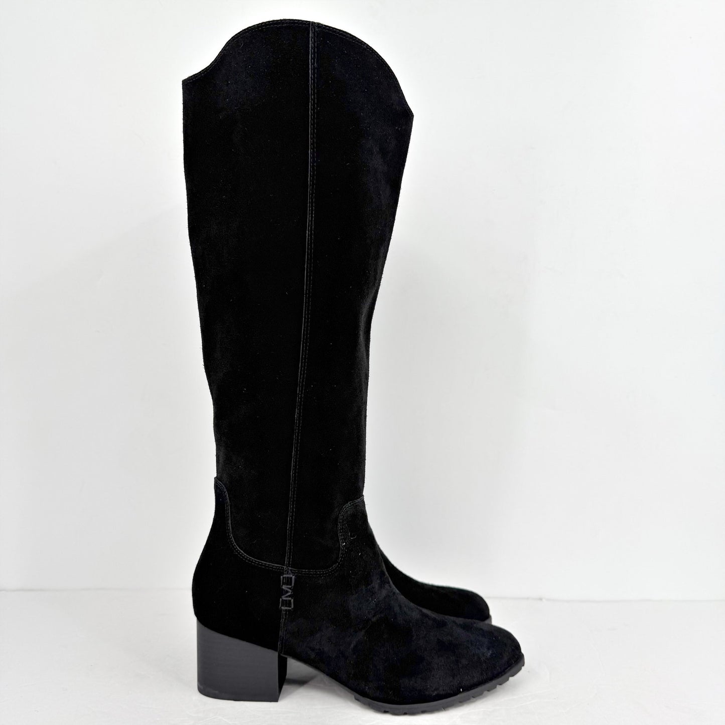 Vionic Women Bixby Knee High Boot 8.5 Wide WC Black Suede Water Repellent NWOB