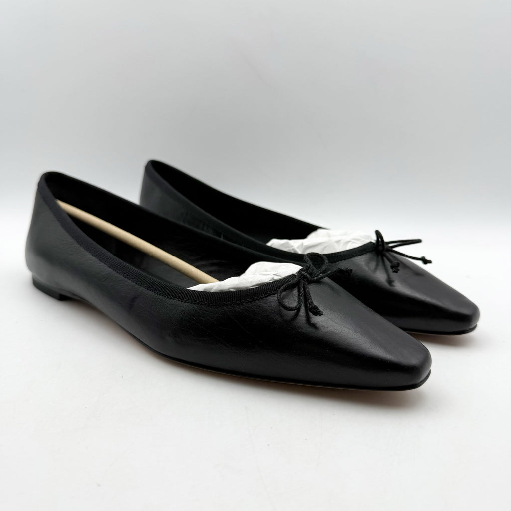 Veronica Beard Womens Catherine Ballet Flats US 9.5 M Black Leather NIB