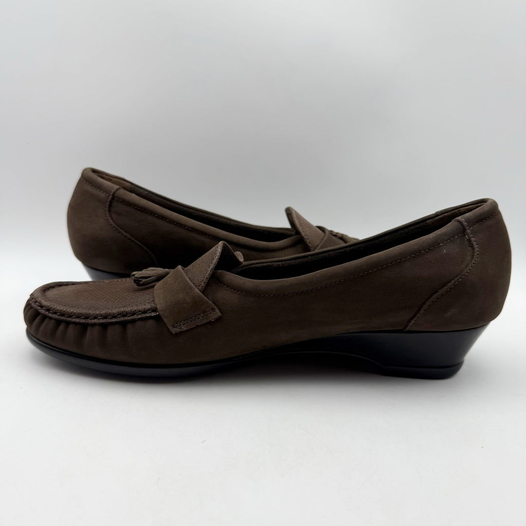 SAS Womens Taylor Wedge Loafers Size 12 M EU 42.5 Brown Leather NIB