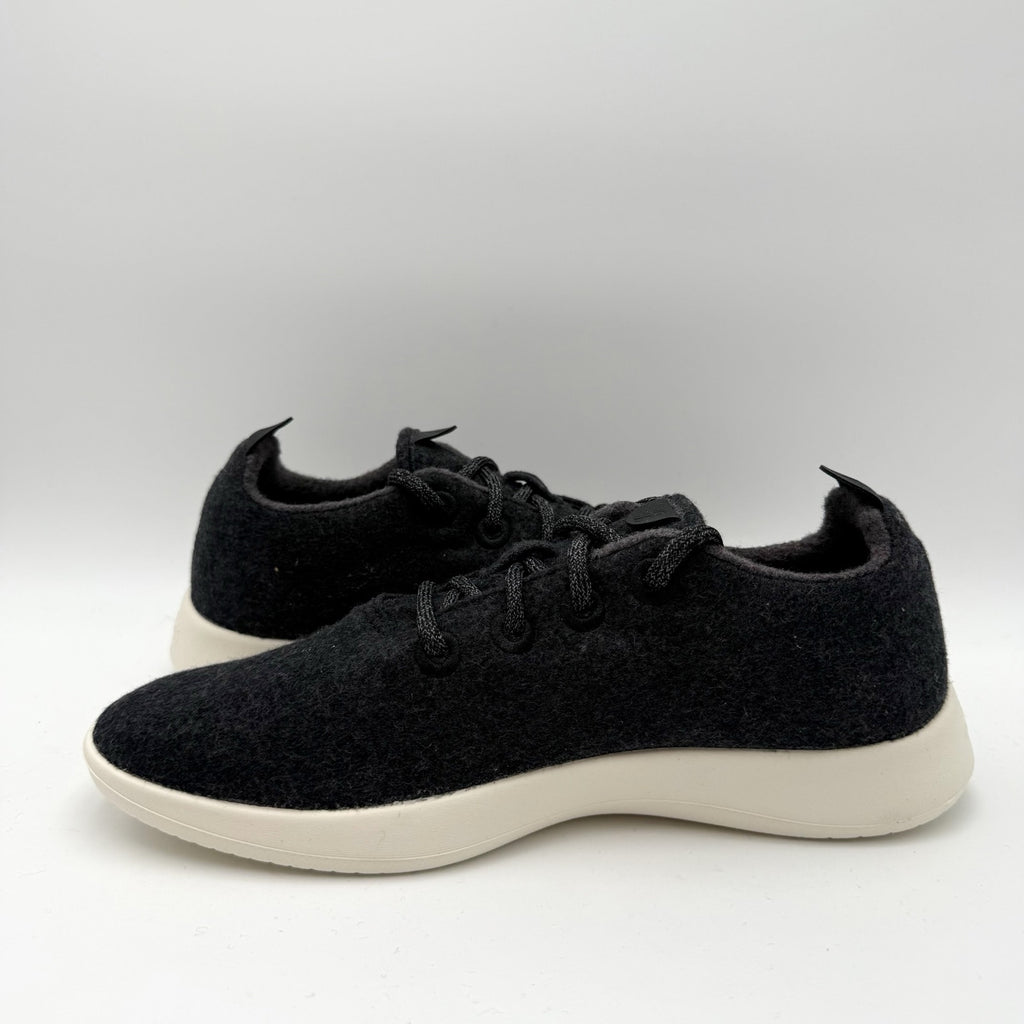 AllBirds Mens Wool Runner Casual Sneakers US 8 EU 40.5 Black Cream Athletic NIB