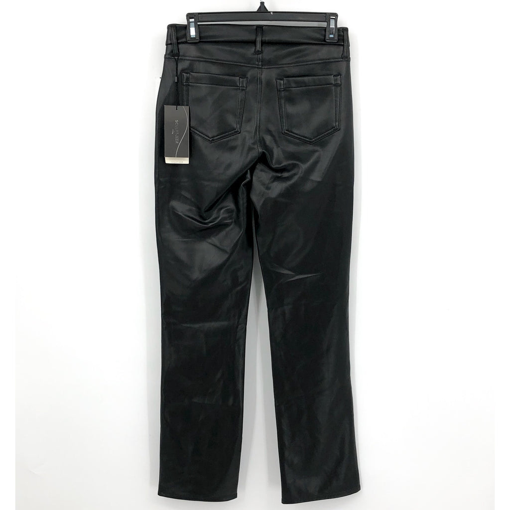 NYDJ SculptHer Marilyn Faux Leather Pants Size 2 Black Straight Leg NWT