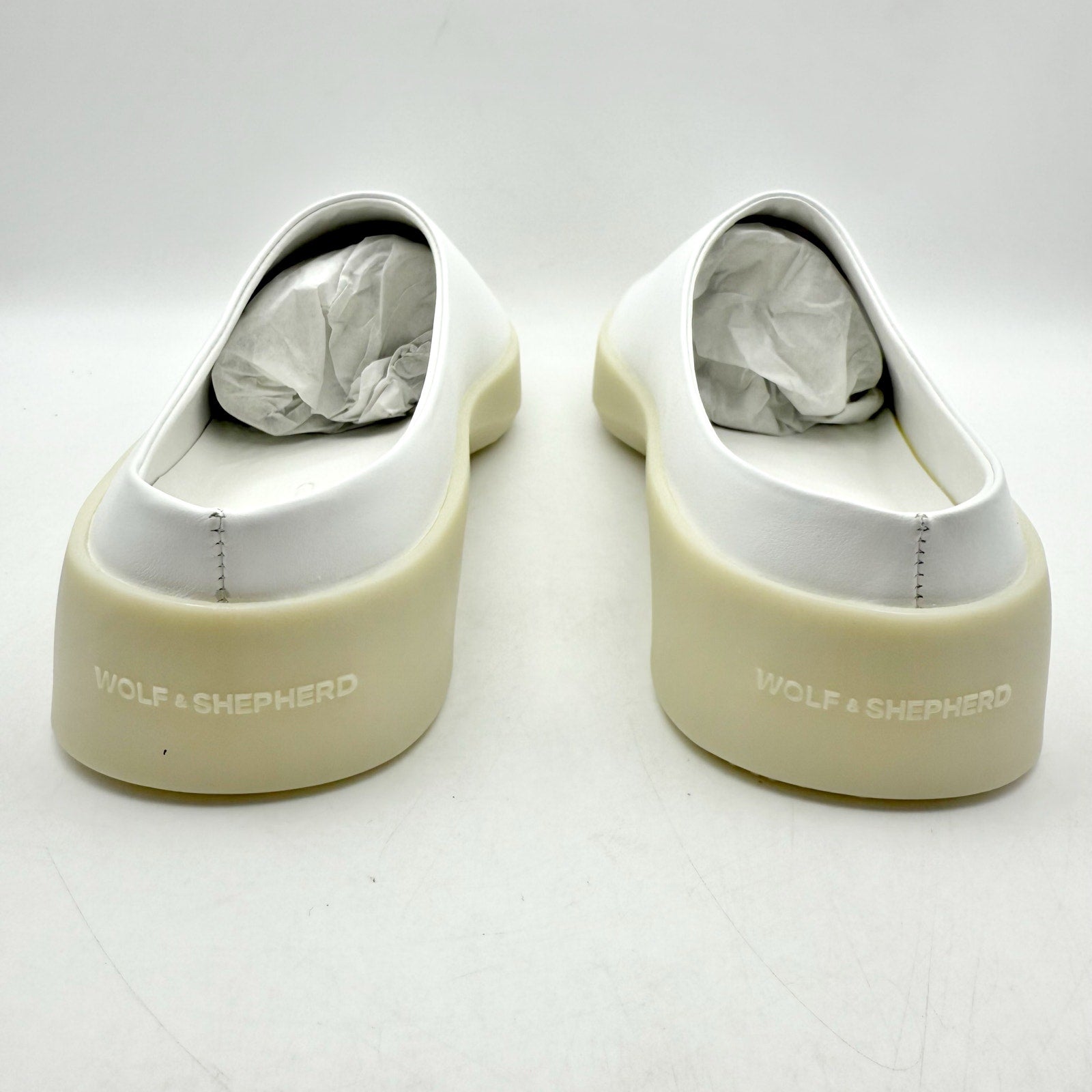 Wolf & Shepherd Cruise Mule Slip On Shoes Men's 6.5 Women's 8 White Leather NIB