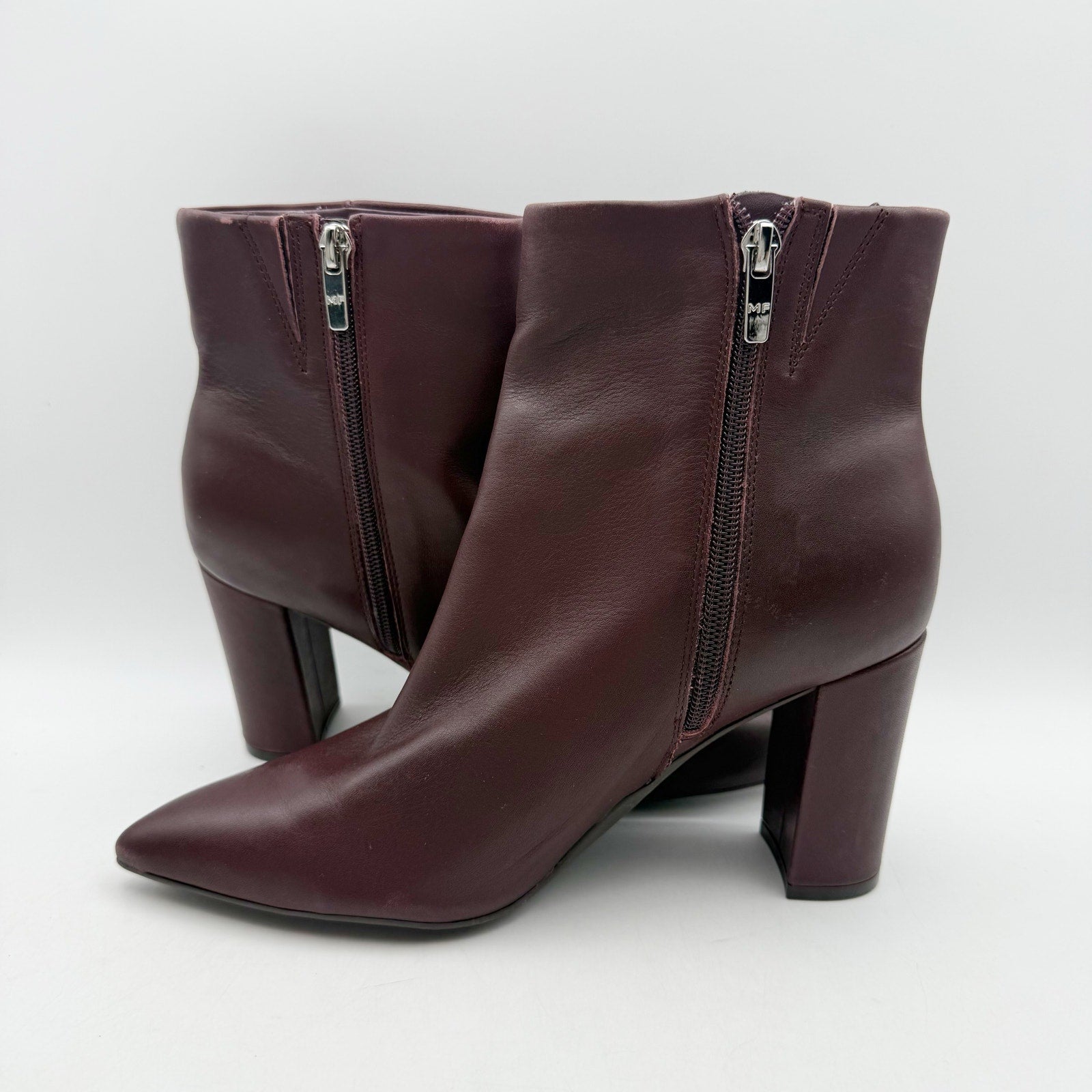 Marc Fisher Womens Glorena Ankle Boots US 8 M Dark Red Leather Bootie NWOB