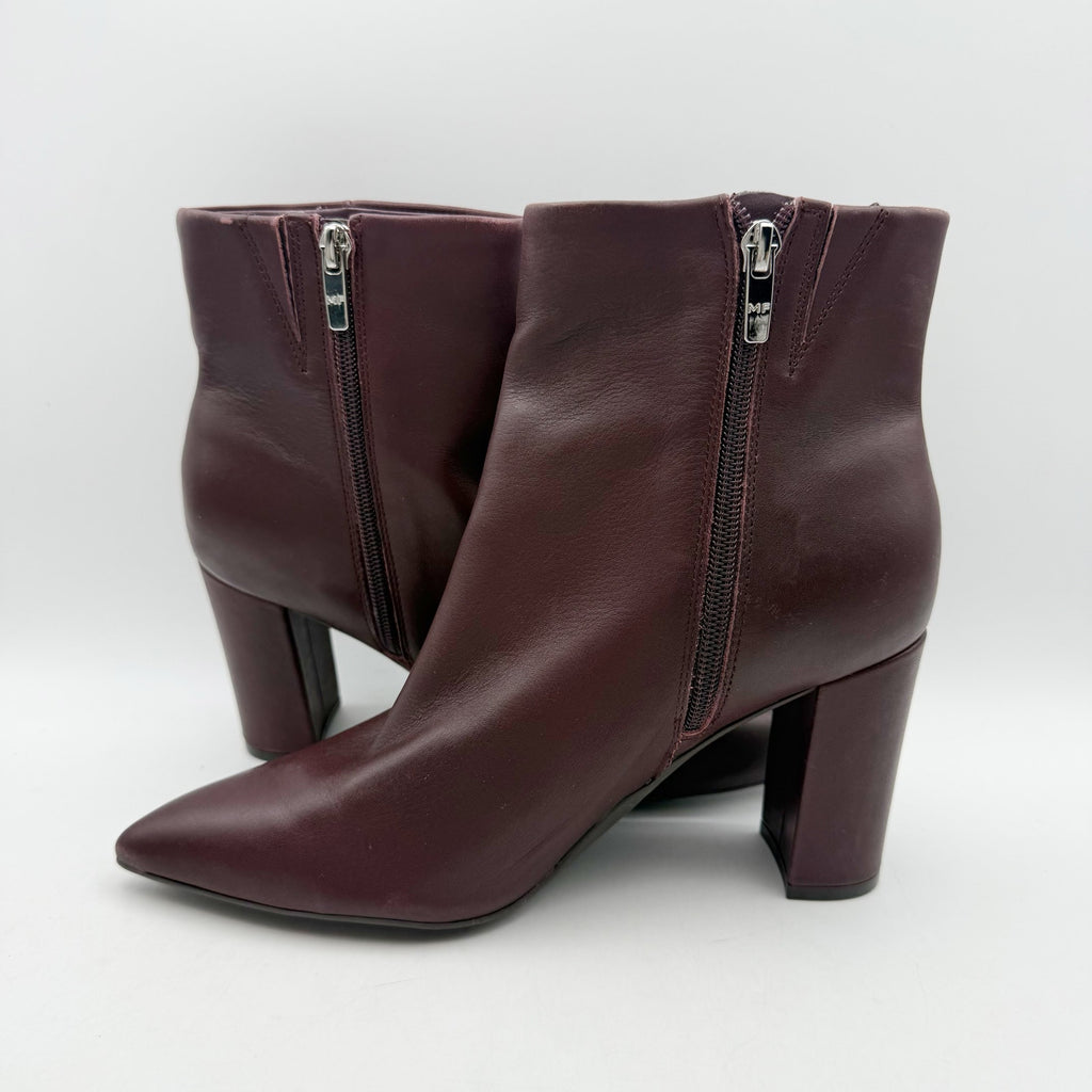 Marc Fisher Womens Glorena Ankle Boots US 8 M Dark Red Leather Bootie NWOB
