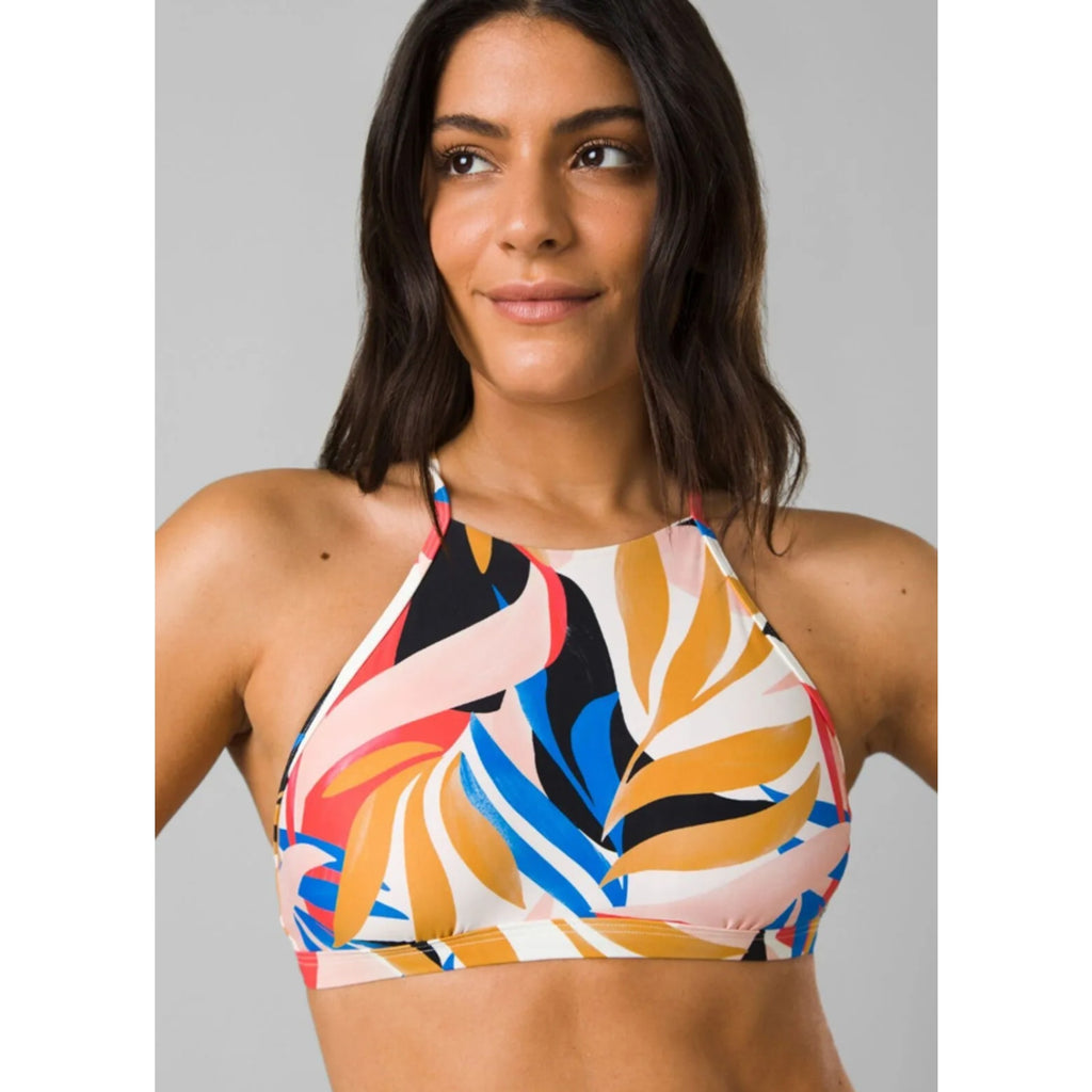 PRANA Women's Taranto Bikini Top Small Tropics Print Floral Halter Stretch NWT