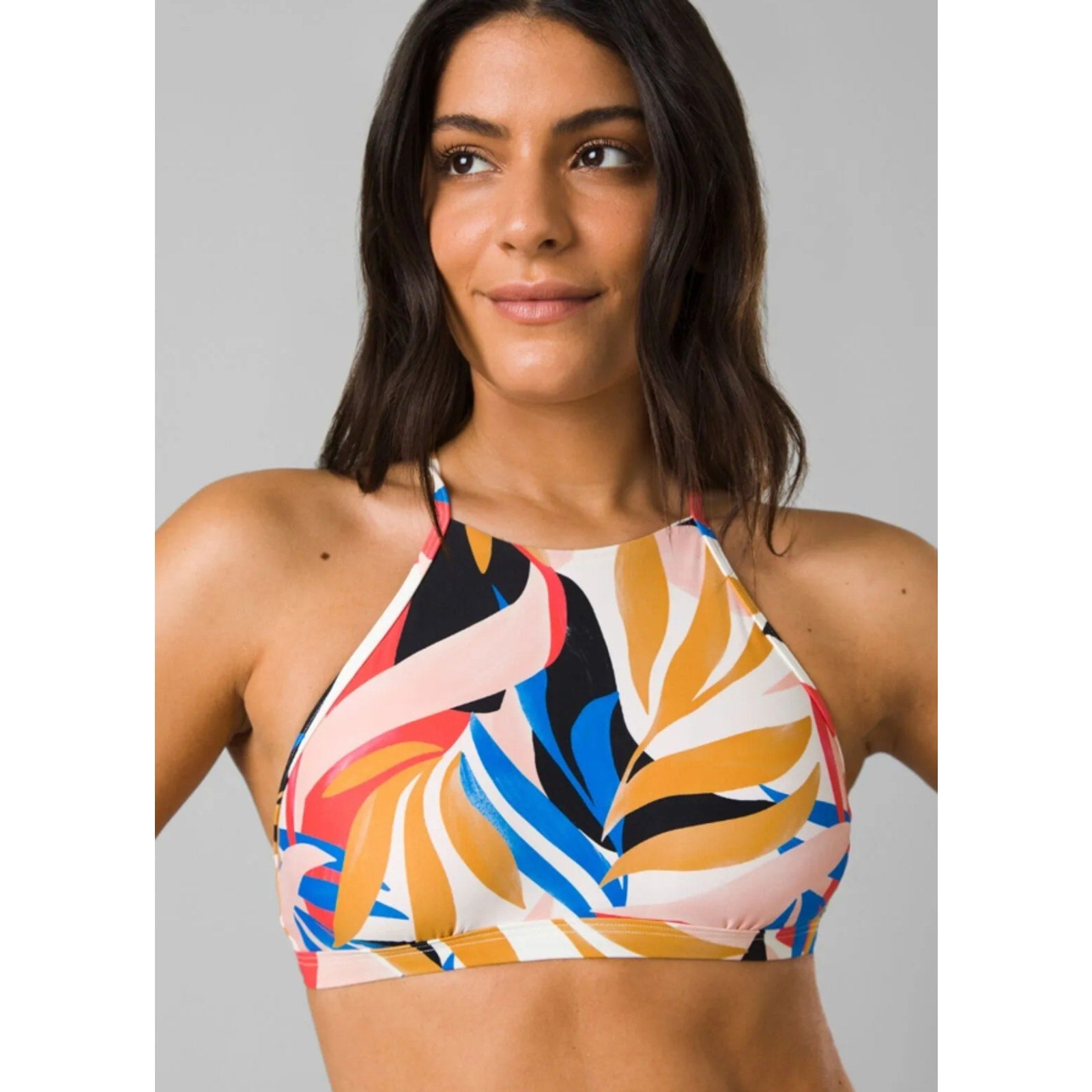 PRANA Women's Taranto Bikini Top Small Tropics Print Floral Halter Stretch NWT
