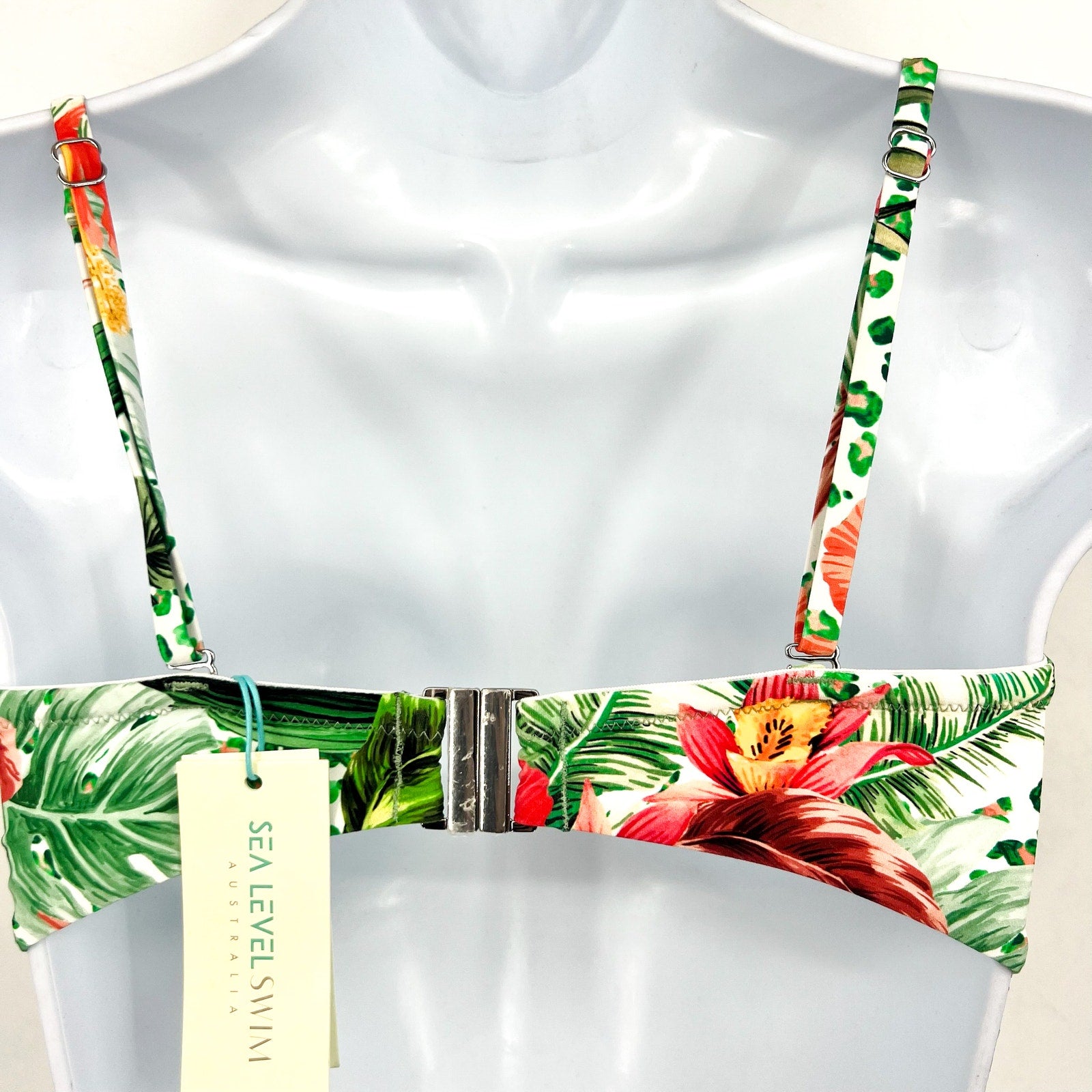 SEA LEVEL SWIM Dolce Twist Bandeau Bikini Top Size 6 Green Multi Print NWT