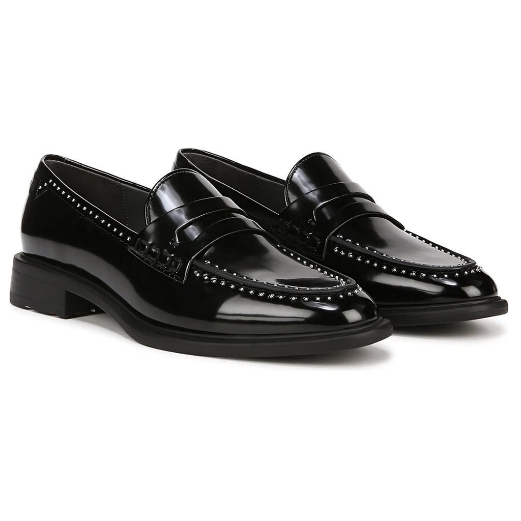 Franco Sarto Womens Eden Studded Loafers Size 8 M EU 38.5 Black Slip On NWOB