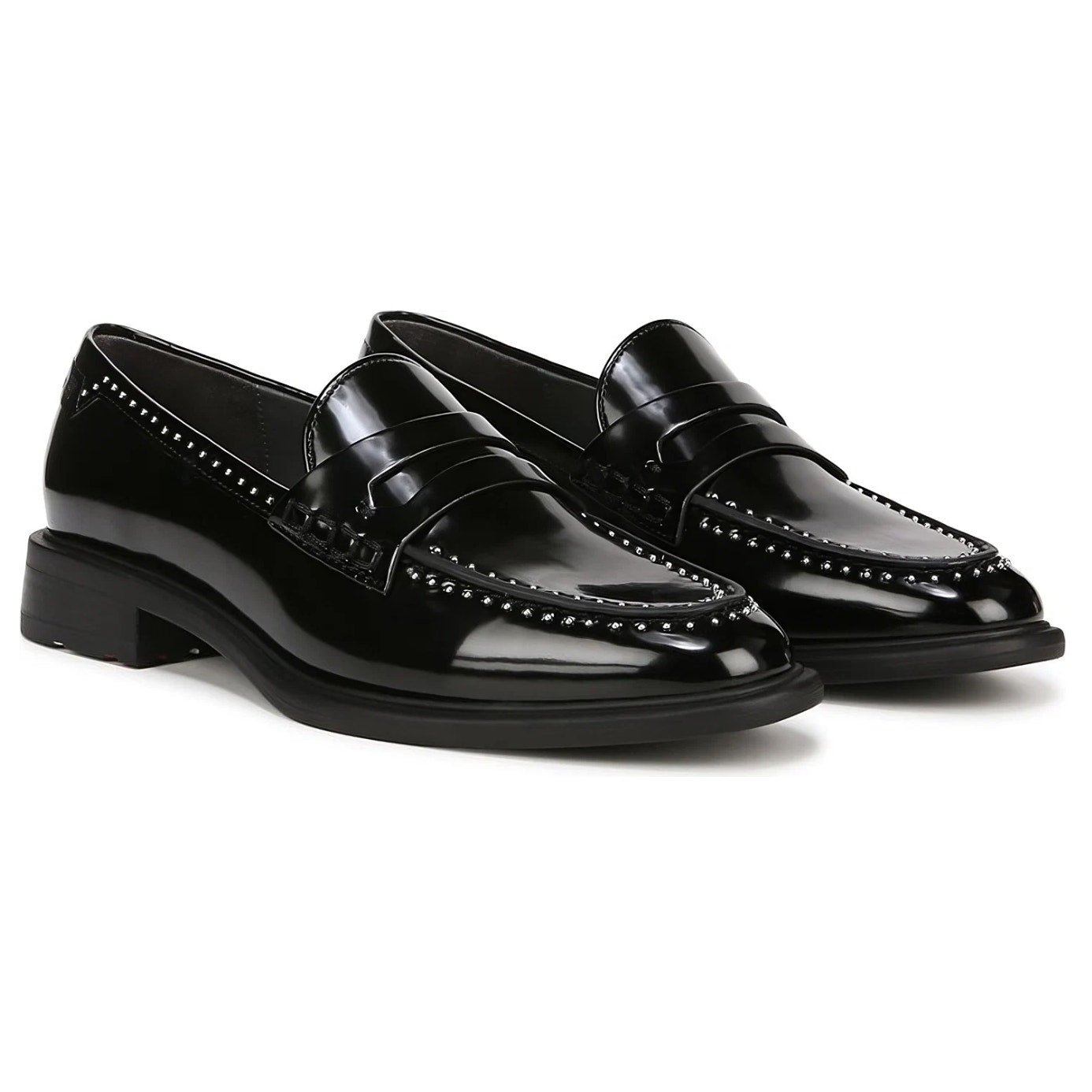 Franco Sarto Womens Eden Studded Loafers Size 8 M EU 38.5 Black Slip On NWOB