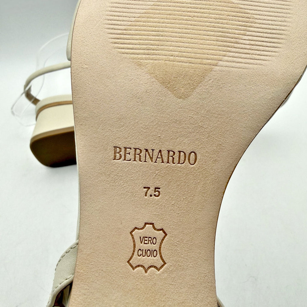Bernardo Womens Josei Heeled Sandal US 7.5 M Off White Eggshell Leather NIB