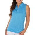 CALLAWAY Womens Polo Shirt Large Vivid Blue Heather 1/4 Zip Sleeveless NWT