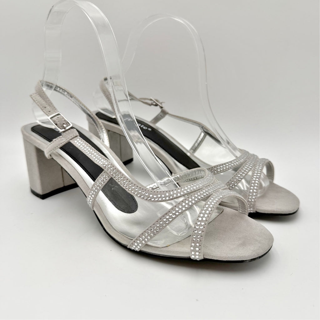 David Tate Womens Wed Heeled Sandals Size 8.5 Wide Silver NWOB