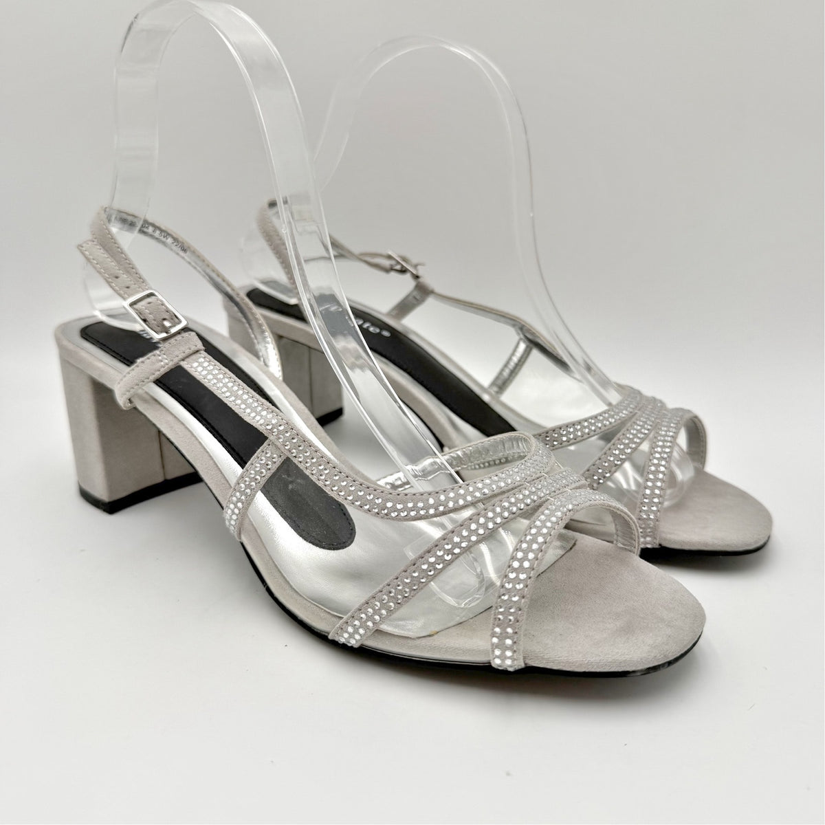 David Tate Womens Wed Heeled Sandals Size 8.5 Wide Silver NWOB
