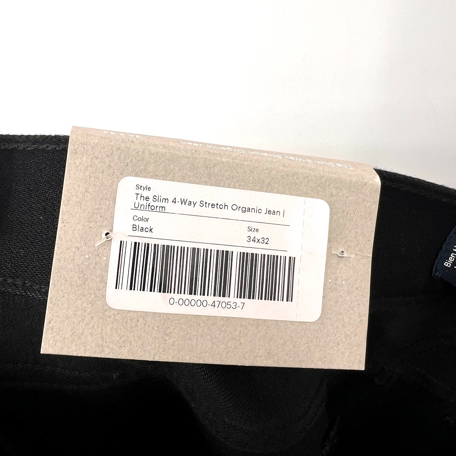 EVERLANE Uniform Men's Slim Jeans 34x32 Black 4-Way Stretch Organic Cotton NWT