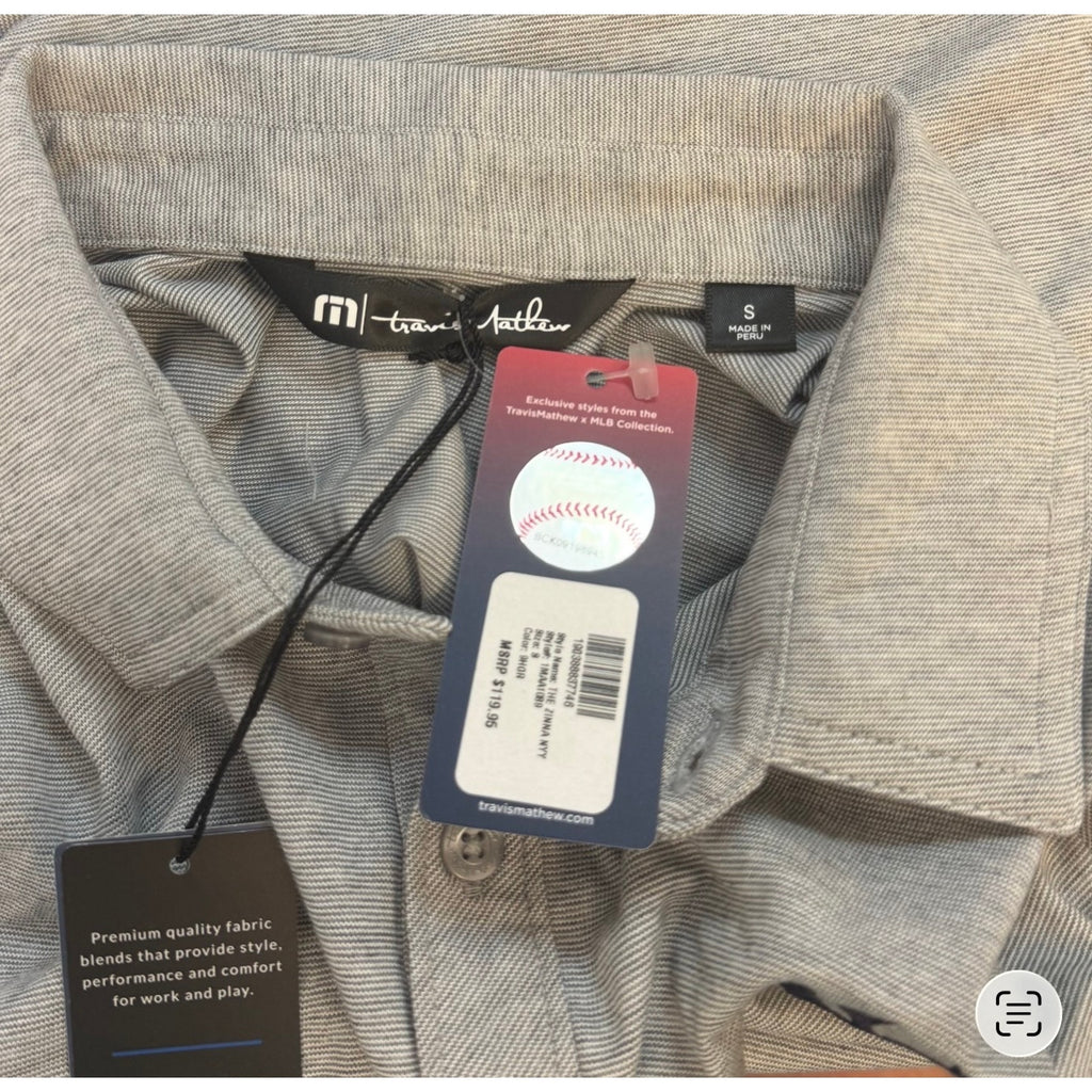 TRAVIS MATHEW Men's New York Yankees The Zinna Polo Shirt Small Heather Grey NWT