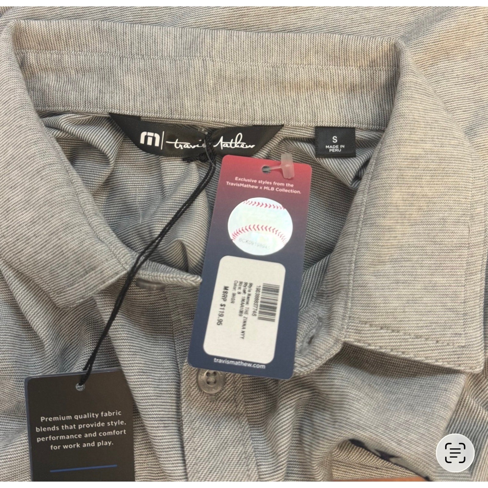 TRAVIS MATHEW Men's New York Yankees The Zinna Polo Shirt Small Heather Grey NWT