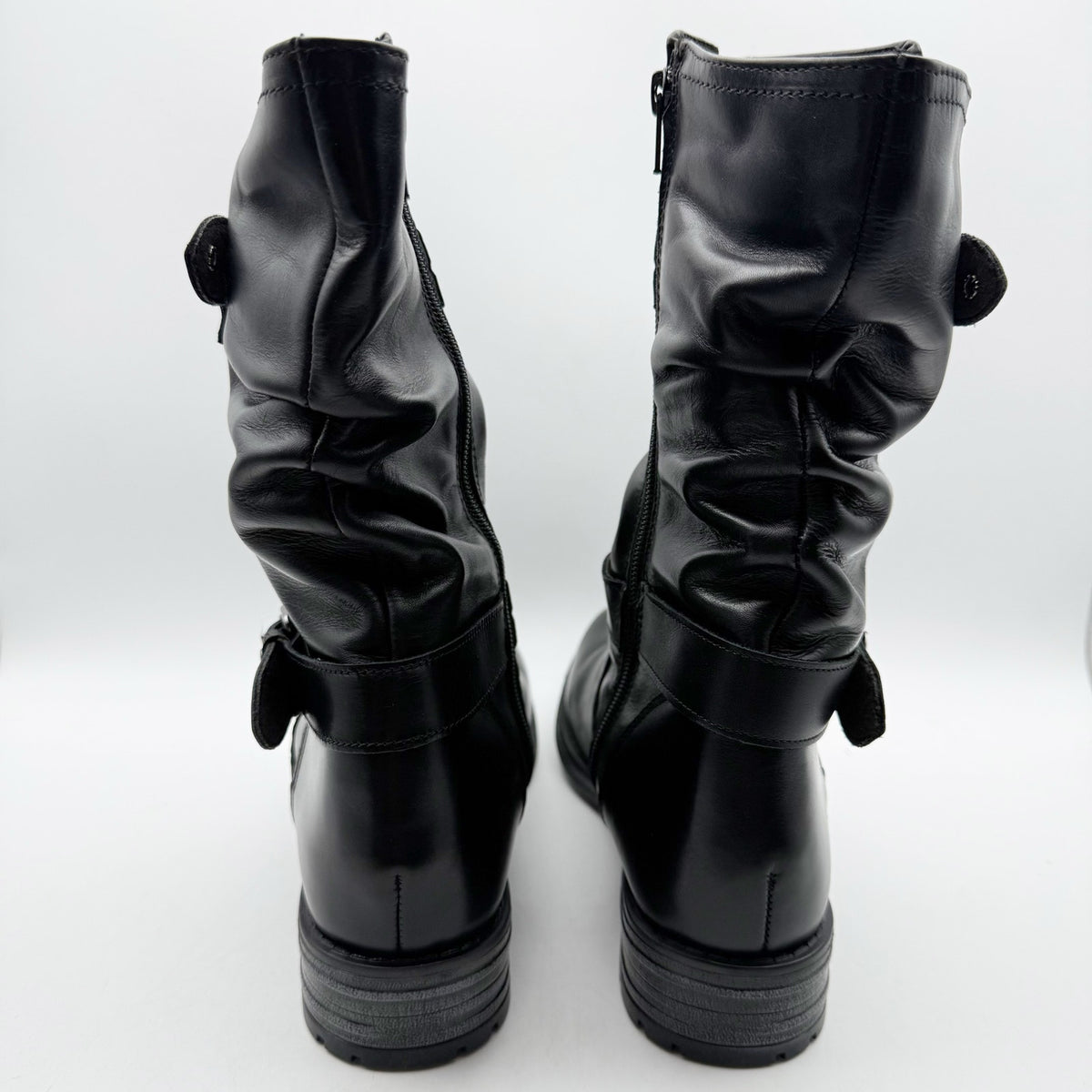 Eric Michael Womens Noelle Motorcycle Boots EU 42 US 11.5-12 Black Leather NWOB