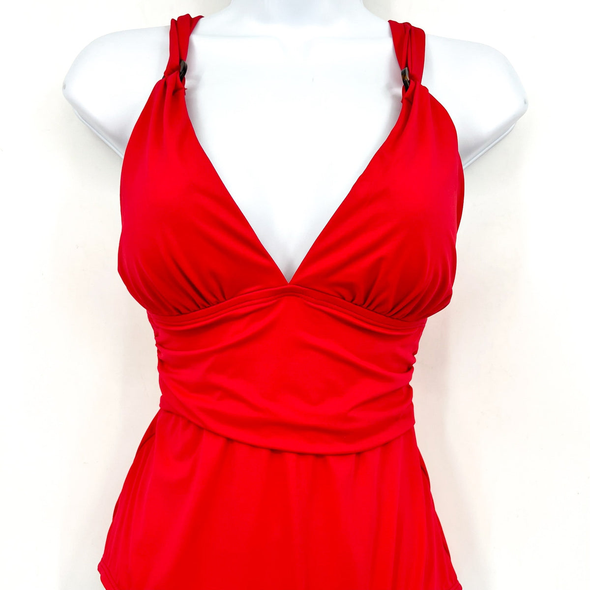 TOMMY BAHAMA V neck One Piece Swimsuit Size 10 Red Hibiscus Novelty Pearl NWT