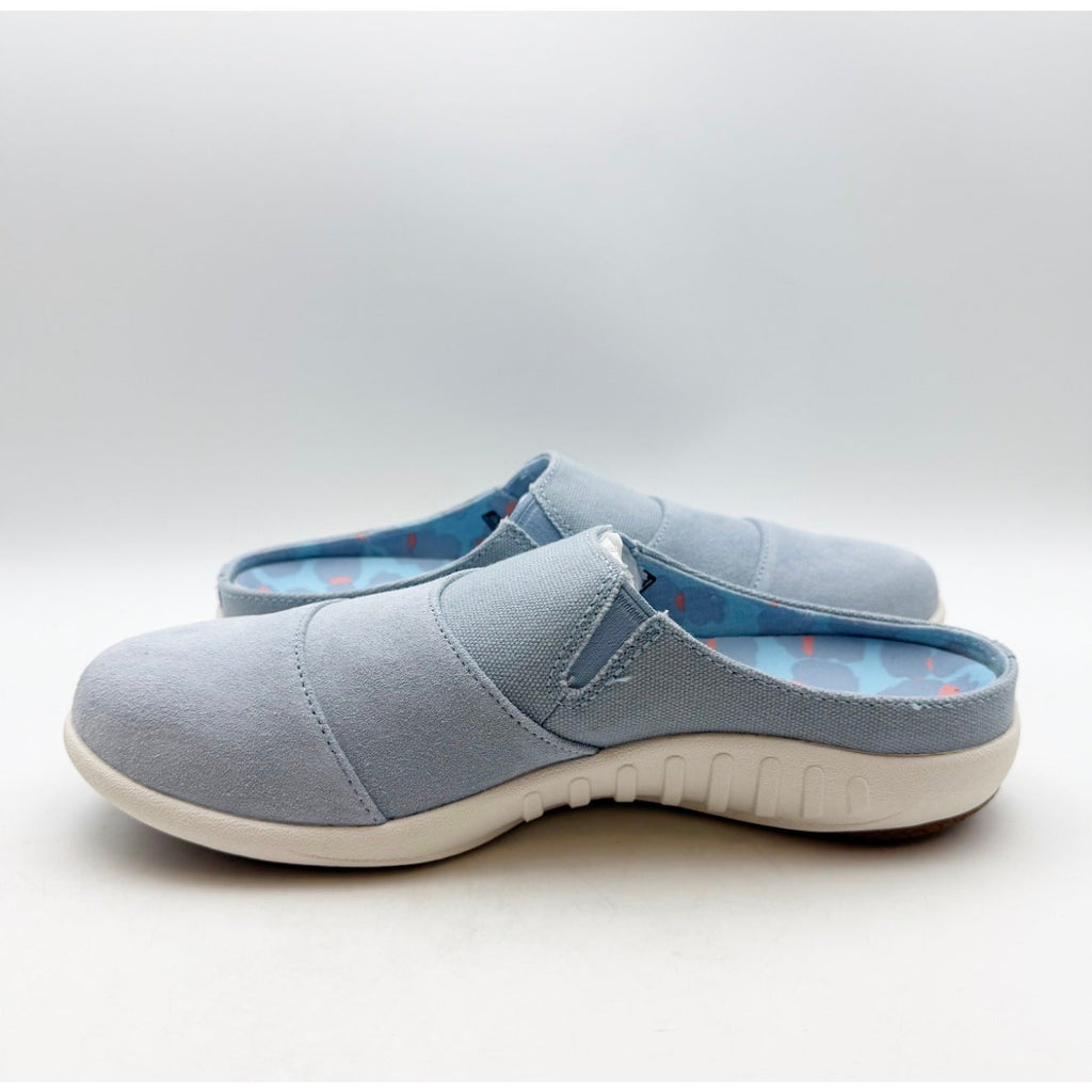 SPENCO Womens Siesta Bokeh Layered Clogs Size 7.5 EU 38 Blue Fog Suede NIB