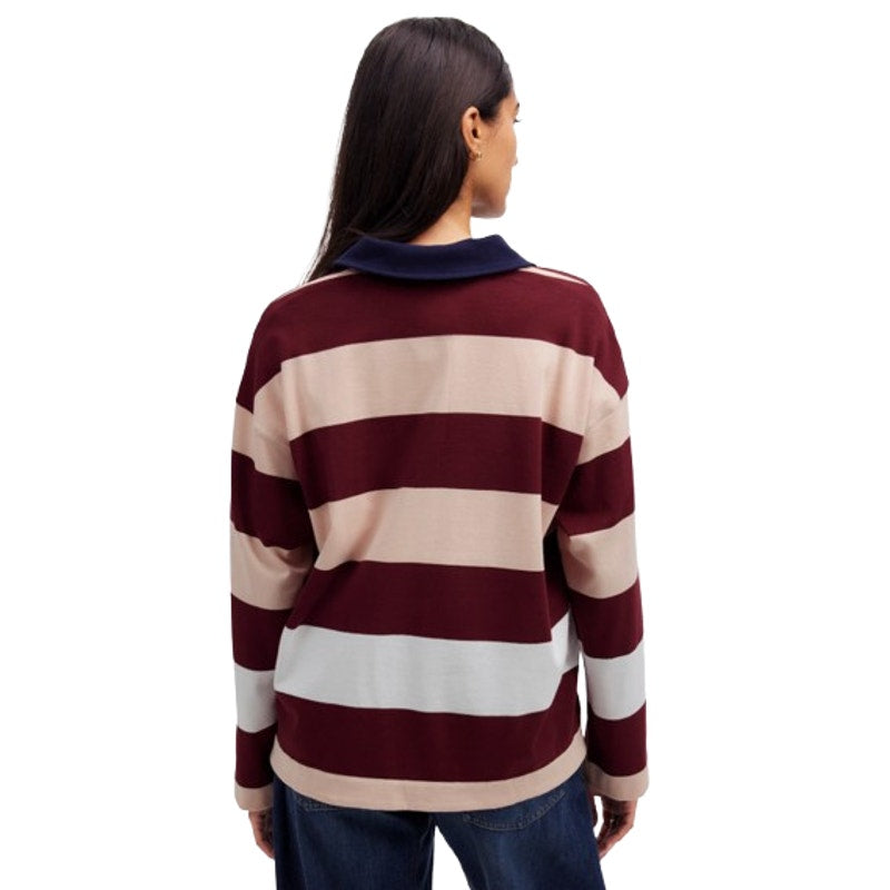 MADEWELL Women's Rugby Long-Sleeve Polo Shirt Medium Stripe Red Pink NT720 NWT