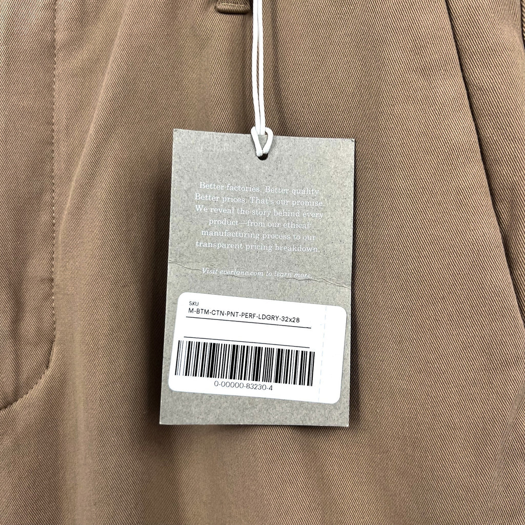 Everlane Men's The Performance Slim Chino Pants 32x28 Tan Toasted Coconut NWT