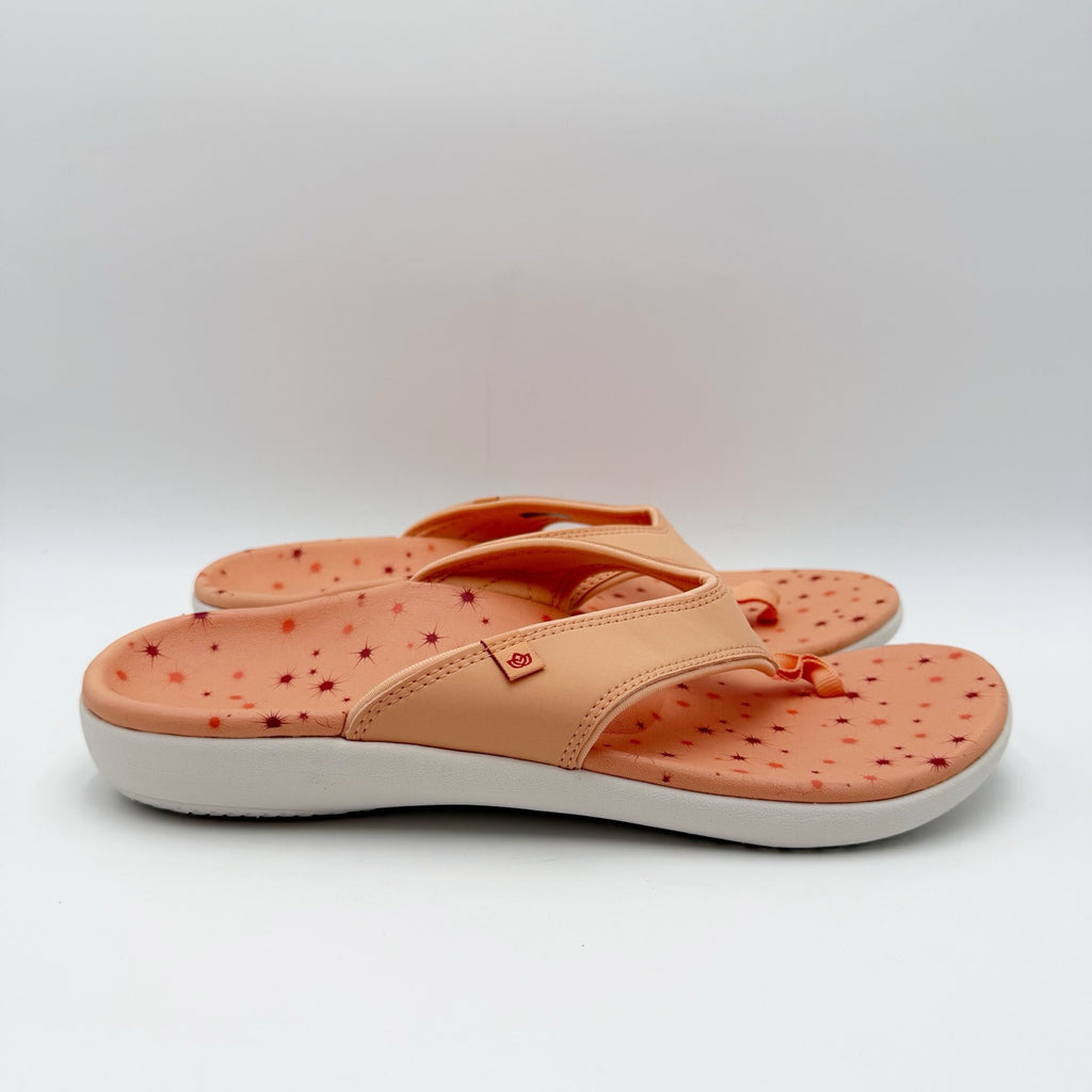 Spenco Womens Yumi Constellation Sandal Size 11 WIDE Coral Orange Flip Flop NWOB