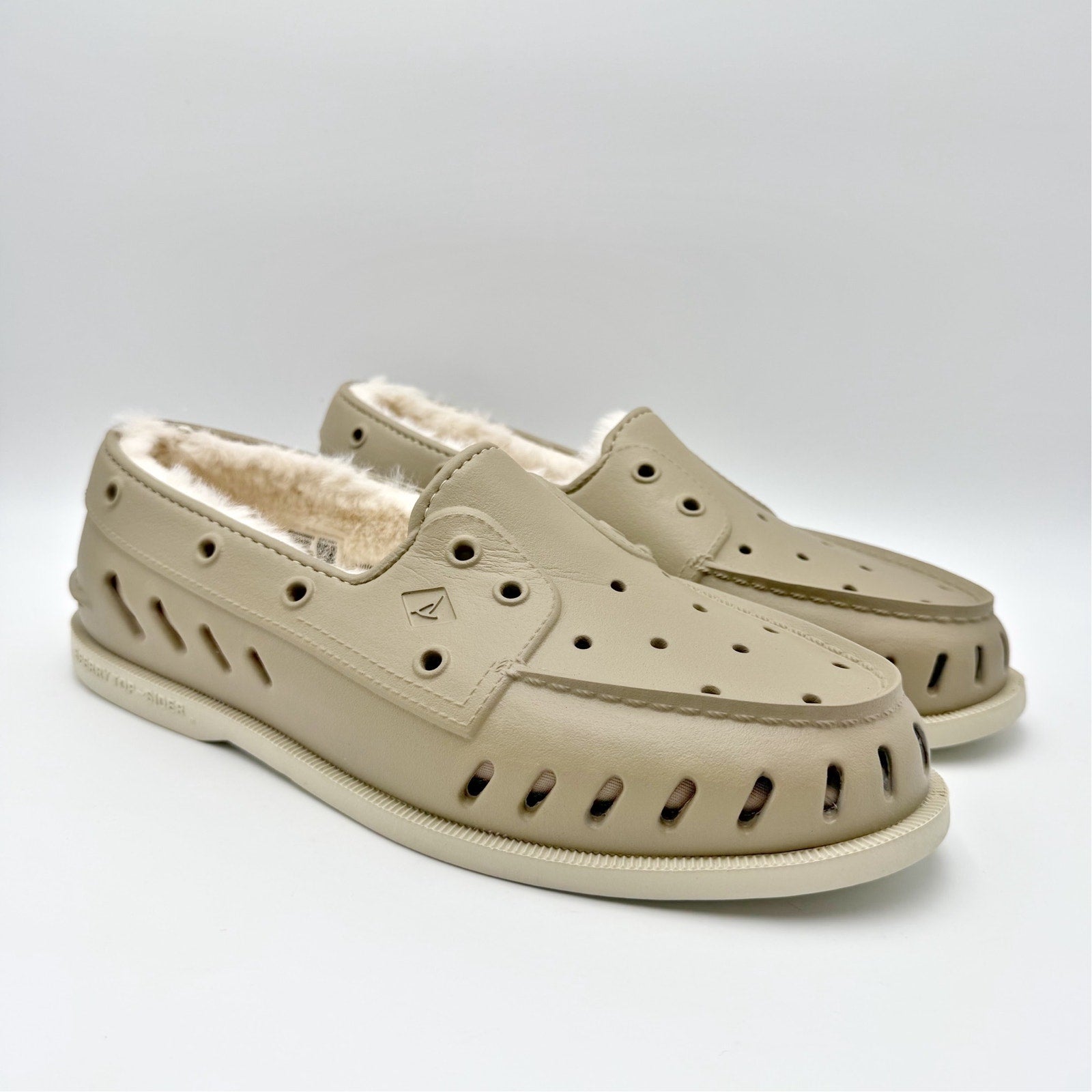 Sperry Mens Original Float Cozy Boat Shoes Size 10 EU 43 Beige Tan NWOB