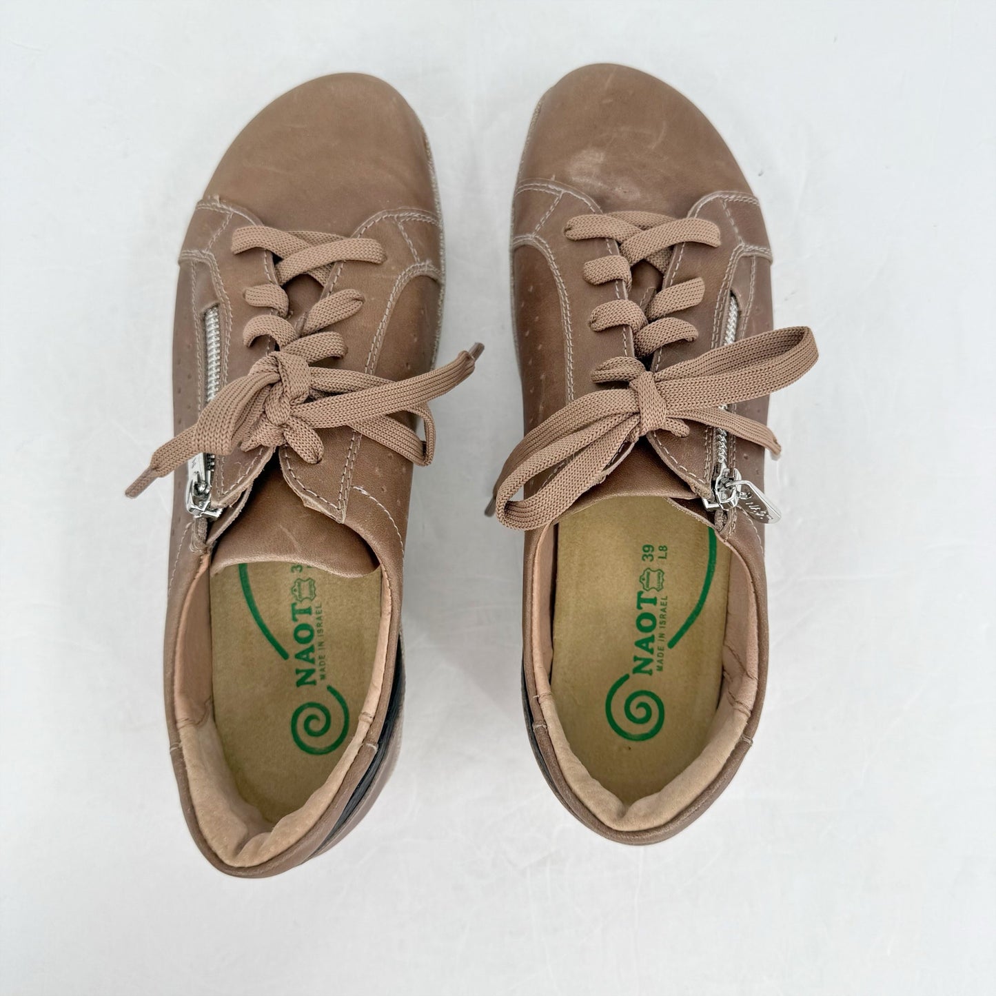 NAOT Womens Moko Oxford Sneakers EU 39 US 8 Brown Leather Slip Resistant NWOB