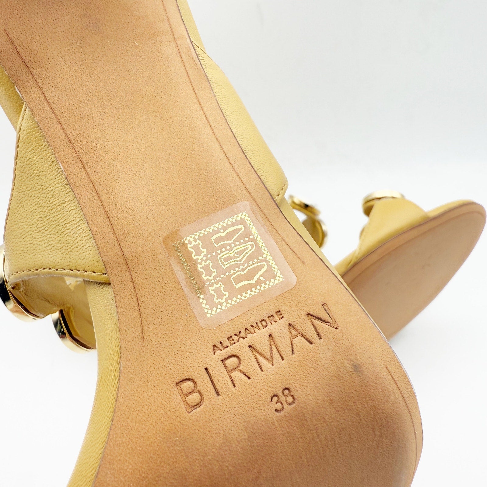 Alexandre Birman Womens Rosie 100 Heels EU 38 Tan Stone Strap Stiletto