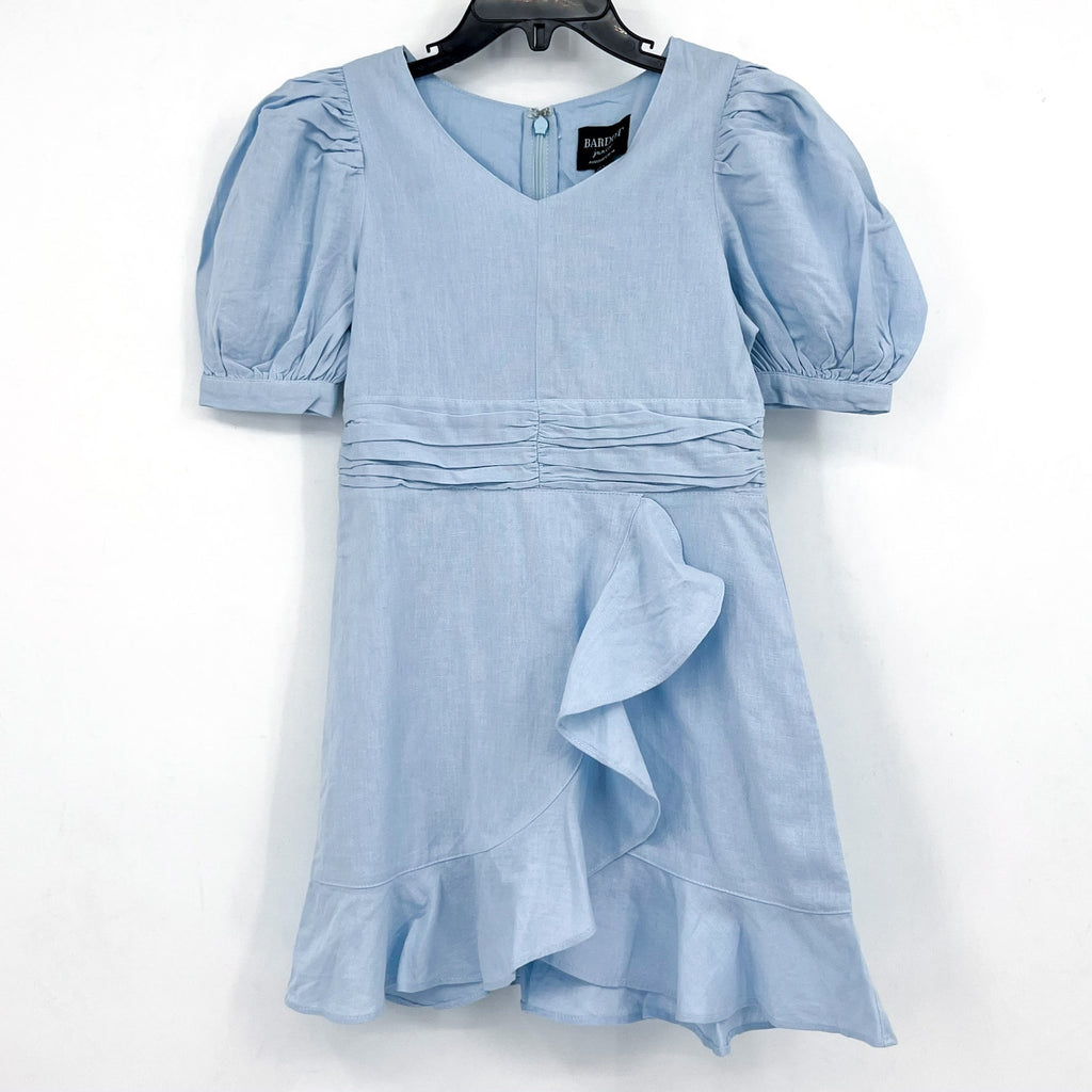 BARDOT JUNIOR Girl's Sky Mini Dress Size 12 Sky Blue Short Cotton Flax NWT