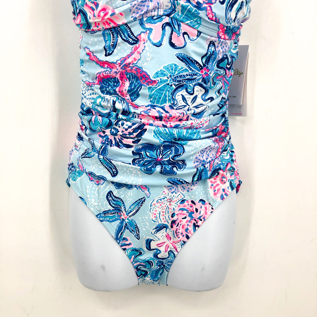 LILLY PULITZER Womens Flamenco One Piece Size 0 Blue Bahamas Beachcomber NWT