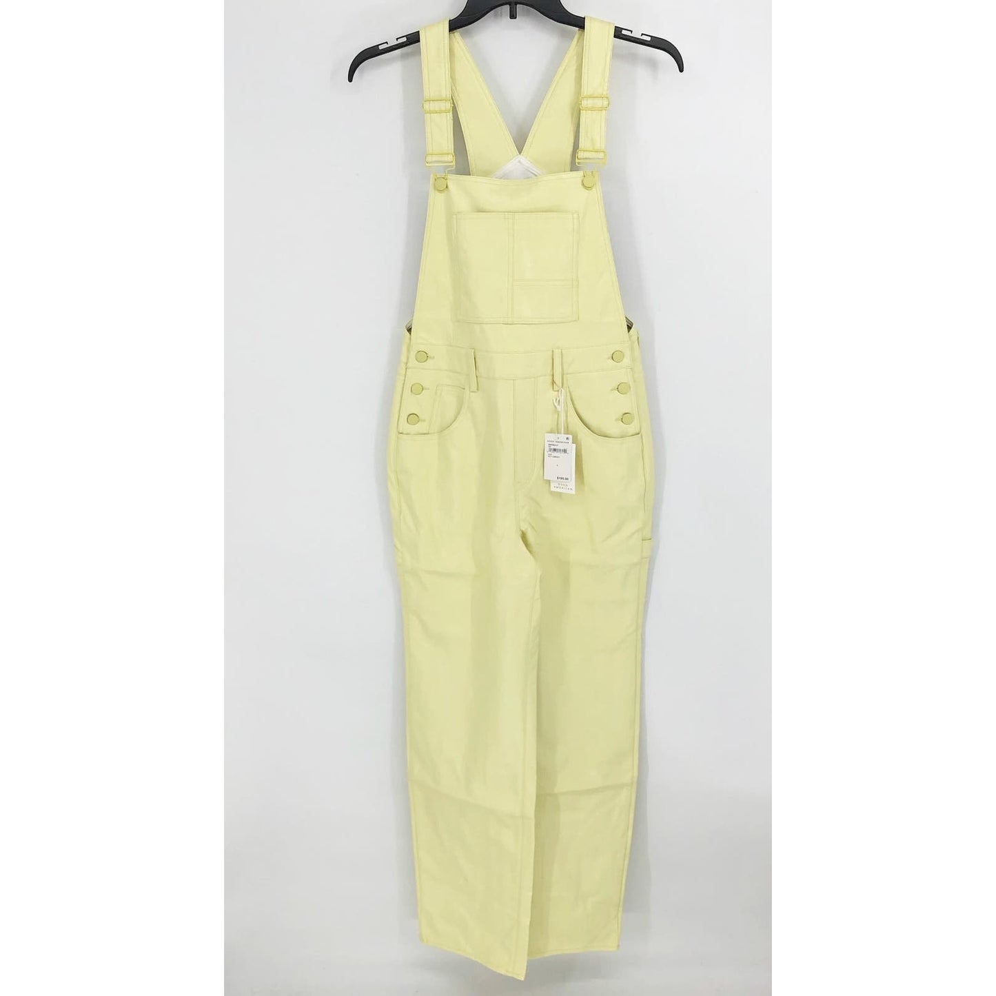 GOOD AMERICAN Better Than Leather Straight Leg Overalls US 6 Key Lime Green NWT